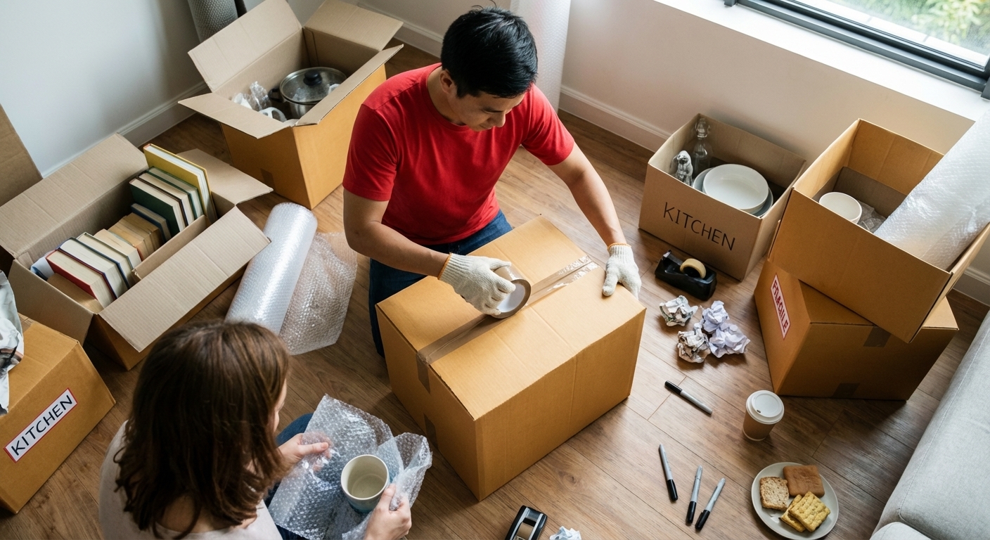 Moving boxes and packing materials