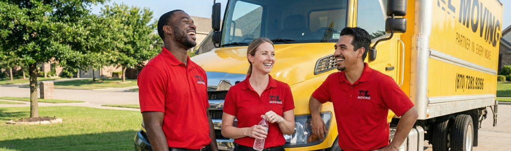 TL Moving team members beside a moving truck